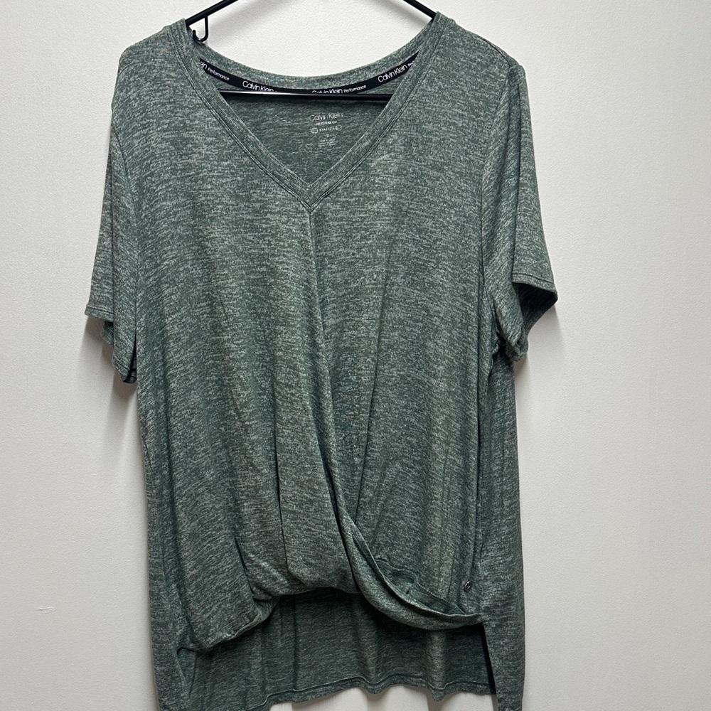 Green V-Neck Women's Calvin Klein performance Top